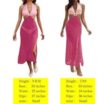 AI'MAGE Crochet Cover Ups for Women Sexy Sleeveless Bikini Swimsuit Coverup Swimwear Long Beach Dress