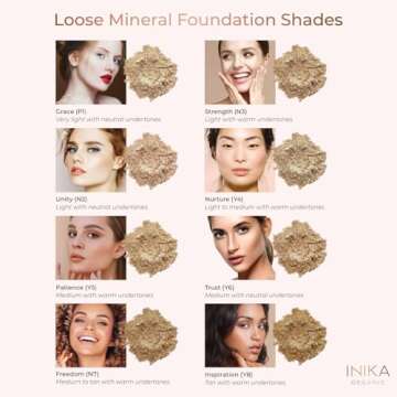 INIKA Organic Mineral Powder Foundation with SPF 25 - Vegan Makeup, Natural Looking, Buildable Coverage, Flawless Radiance & Glow, Blemish Coverage, Cruelty Free, Sustainable Packaging, Trust, 8g