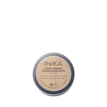 INIKA Organic Mineral Powder Foundation with SPF 25 - Vegan Makeup, Natural Looking, Buildable Coverage, Flawless Radiance & Glow, Blemish Coverage, Cruelty Free, Sustainable Packaging, Trust, 8g