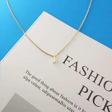 MOMOL Tiny Initial Necklace 18K Gold Plated Small Letter J Necklace Personalized Name Necklace for Women