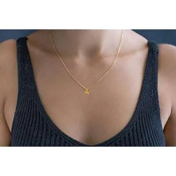 MOMOL Tiny Initial Necklace 18K Gold Plated Small Letter J Necklace Personalized Name Necklace for Women