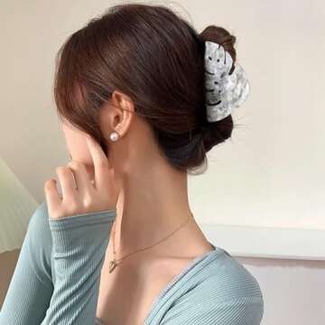 Grey Leaf Hair Claw Clip 3.5 Inch Strong Grip Hair Clip French Design Women Girls Hair Styling Accessories for Thick Thin Hair