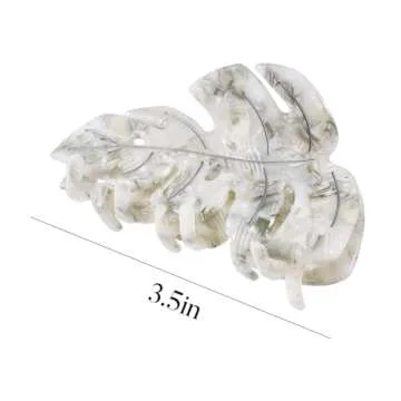 Grey Leaf Hair Claw Clip 3.5 Inch Strong Grip Hair Clip French Design Women Girls Hair Styling Accessories for Thick Thin Hair