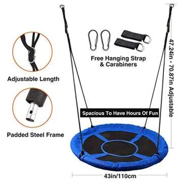 RedSwing 43" Flying Saucer Swing for Kids Outdoor, Large Round Tire Swings for Trees and Swingset, S...