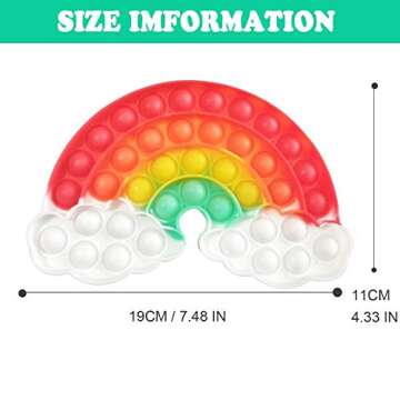Fidget Sensory Bubble Stress Toy, Push Pull Pop Bubble Silicone Fidget Sensory Squeeze Toy for Kids, Autism Stress Reliever Emotion Anxiety Stress Relief Pop Toys for Adult Children (Rainbow Cloud)