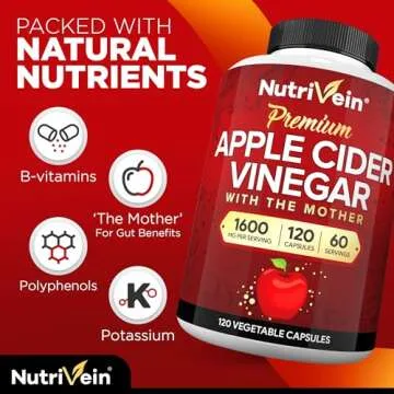 Nutrivein Apple Cider Vinegar Capsules 1600mg - Vegan Supplement
