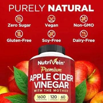 Nutrivein Apple Cider Vinegar Capsules 1600mg - Vegan Supplement