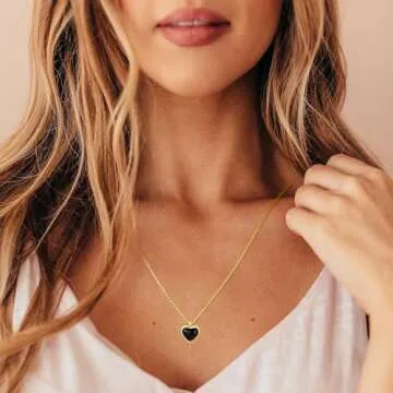 SmileBelle Black Heart Necklace Gold Jewelry for Women