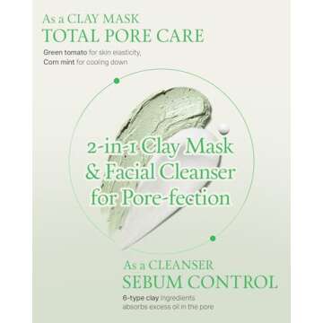 FULLY Green Tomato Clay Mask Cleanser, Pore Purifying with 49% Green Tomato Extract, Sebum & Clogged Pore Care, Exfoliation, Fragrance-Free, Vegan & Dermatologically Tested, 4.05 fl.oz