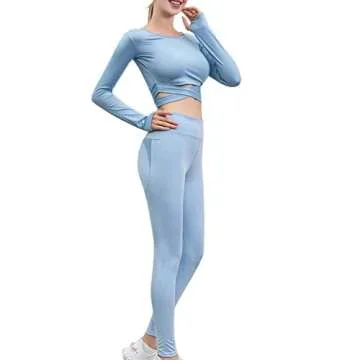 Gecdgzs 5 PCS Workout Sets for Women Running Yoga Outfits Athletic Gym Exercise Clothes Activewear S...