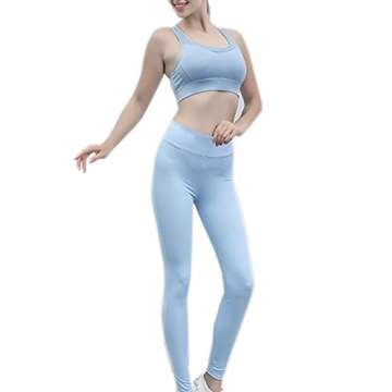 Gecdgzs 5 PCS Workout Sets for Women Running Yoga Outfits Athletic Gym Exercise Clothes Activewear Sets Tracksuit(Blue,S)