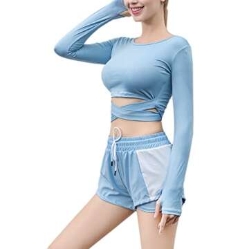 Gecdgzs 5 PCS Workout Sets for Women Running Yoga Outfits Athletic Gym Exercise Clothes Activewear Sets Tracksuit(Blue,S)