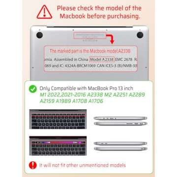 Seorsok Compatible with MacBook Pro 13 inch Case M2 2023,2022,2021-2016 A2338 M1 A2251 A2289 A2159 A1989 A1708 A1706,Elegant Leather Plastic Hard Case&Transparent Keyboard Cover,Beige Leather
