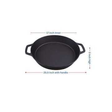 Home VSS 17" Pre-Seasoned Cast Iron Skillet For Cooking