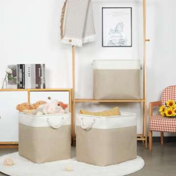 Bidtakay Extra Large Storage Baskets for Organizing 17x12x15.1 inch 3-Pack Fabric Closet Organizers ...