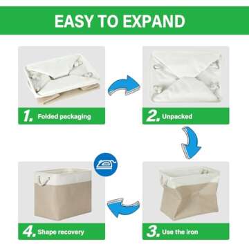 Bidtakay Extra Large Storage Baskets for Organizing 17x12x15.1 inch 3-Pack Fabric Closet Organizers Storage Bins with Handles Foldable Storage Baskets for Shelves Clothes XL-White&Beige