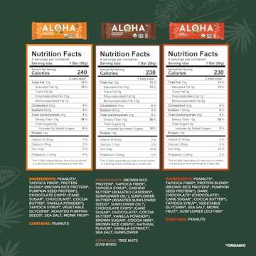 ALOHA Organic Plant Based Protein Bars - 3 Flavor Variety Pack - 12 Count, 1.9oz Bars - Vegan Snacks...