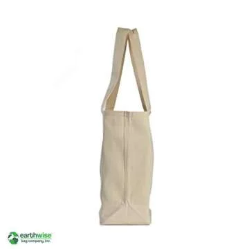 Earthwise Reusable Grocery Bags X-Large 100% Cotton Canvas Shopping Craft Beach Cloth Tote with Handles Biodegradable, Foldable and Eco Friendly Washable 20" X 16" (3 Pack)