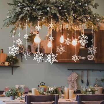 OuMuaMua 12pcs Crystal Christmas Ornaments for Christmas Tree Decorations - Clear Hanging Acrylic Sn...