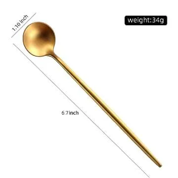 DEHOV 4 PCs 6.7 Inches Brushed Gold Stainless Steel 304 Gold Long Handle Coffee Spoons,Espresso Stir...