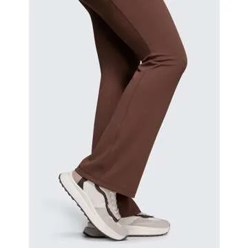 CRZ YOGA Womens Butterluxe High Waist Flare Pants 31.5" - Yoga Bootcut with Side Pockets Wide Leg Lounge Casual Coffee Brown Large