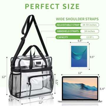 Bagenius Clear Bag for Stadium Events - 12x6x12 Portable Tote