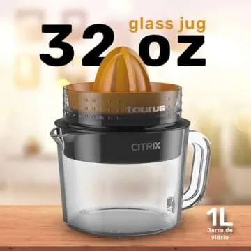Citrus Juicer with 2 Interchangeable Cones, Premium Glass Container, Easy-to-Clean, Compact Design, Perfect for Limes, Oranges, and Lemons – Durable, Hygienic, and Versatile for Everyday Use