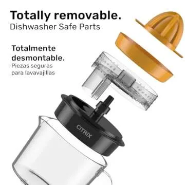 Citrus Juicer with 2 Interchangeable Cones, Premium Glass Container, Easy-to-Clean, Compact Design, Perfect for Limes, Oranges, and Lemons – Durable, Hygienic, and Versatile for Everyday Use