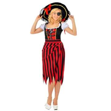 VNRALGH Pirate Costume for Women Pirate Skirt Adults Head Scarf Hat Eye Patch Necklace Pirate Accessories For Womens Role Play Set