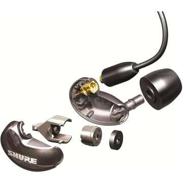 Shure SE215 PRO Wired Earbuds - Professional Sound Isolating Earphones, Clear Sound & Deep Bass, Single Dynamic MicroDriver, Secure Fit in Ear Monitor, Plus Carrying Case & Fit Kit - Black (SE215-K)