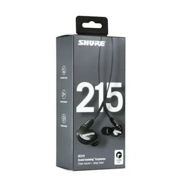 Shure SE215 PRO Wired Earbuds - Professional Sound Isolating Earphones, Clear Sound & Deep Bass, Single Dynamic MicroDriver, Secure Fit in Ear Monitor, Plus Carrying Case & Fit Kit - Black (SE215-K)
