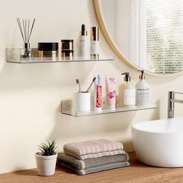 15" Clear Acrylic Floating Shelf Set for Elegant Display