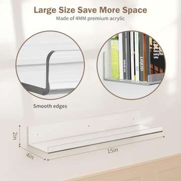 15" Clear Acrylic Floating Shelf Set for Elegant Display