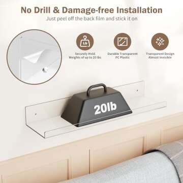 15" Clear Acrylic Floating Shelf Set for Elegant Display