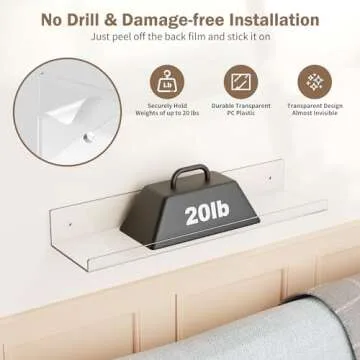 15" Clear Acrylic Floating Shelf Set for Elegant Display