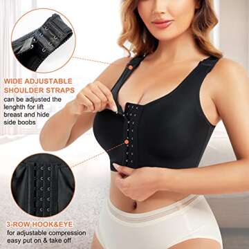 Adjustable Front Closure Bra for Post Surgery Recovery