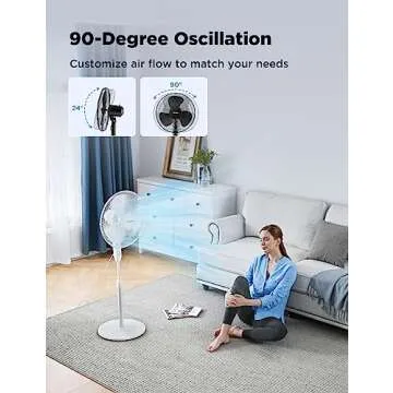 PELONIS 16'' Pedestal Remote Control Oscillating Stand Up Fan 7-Hour Timer, 3-Speed, and Adjustable Height,Electric Cooling Fans for Home Office Bedroom Use