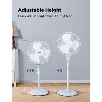 PELONIS 16'' Pedestal Remote Control Oscillating Stand Up Fan 7-Hour Timer, 3-Speed, and Adjustable Height,Electric Cooling Fans for Home Office Bedroom Use