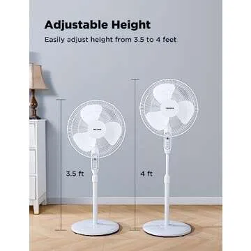 PELONIS 16'' Pedestal Remote Control Oscillating Stand Up Fan 7-Hour Timer, 3-Speed, and Adjustable Height,Electric Cooling Fans for Home Office Bedroom Use
