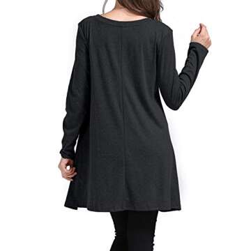 Sanifer Womens Tops Long Sleeve Tunics Round Neck Blouses Shirts for Leggings