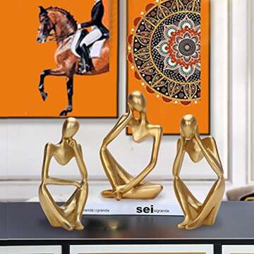 Dawbun Gold Thinker Statue Set for Home and Office Decor