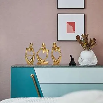 Dawbun Gold Thinker Statue Set for Home and Office Decor