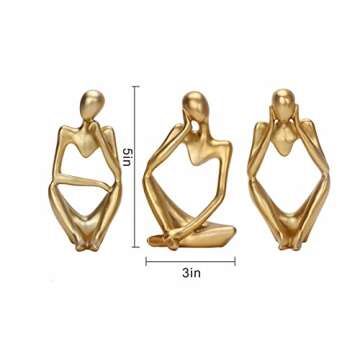 Dawbun Gold Thinker Statue Set for Home and Office Decor