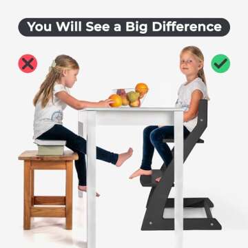 Fornel Dining High Chair for Babies and Toddlers - Wooden Highchair Adjustable Height - Montessori K...