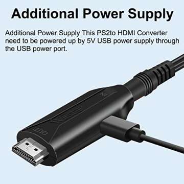 HDMI Cable for PlayStation 2 & PlayStation 1 Console (PS2 & PS1), PS1/PS2 to HDMI Adapter with True RGB Signal Output PlayStation 1 Adapter Sony PS2 HDMI Converter