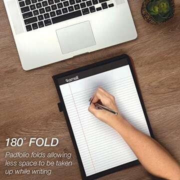 Samsill Contrast Stitch Leather Padfolio and Business Portfolio for Men and Women, Resume/Document Organizer with Writing Pad, Tan (71716)
