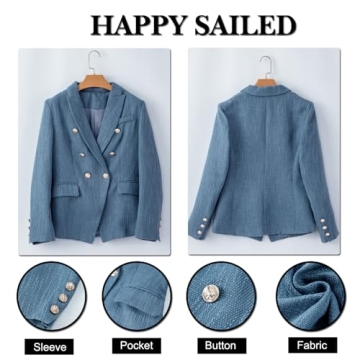 Elegant Tweed Blazer for Women - Double Breasted Stylish Workwear