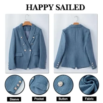 Elegant Tweed Blazer for Women - Double Breasted Stylish Workwear