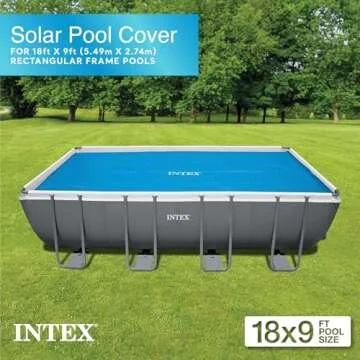 Intex Solar Pool Cover for 18' x 9' Rectangular Frame Outdoor Swimming Pools with Carrying Storage B...