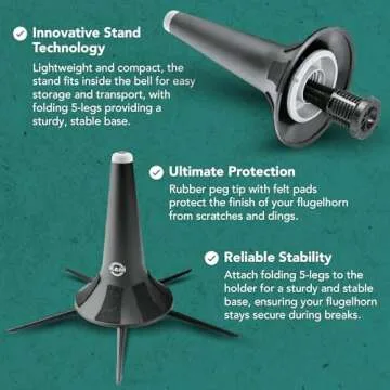 K&M - König & Meyer 15240.000.55 - Flugelhorn In-Bell 5 Leg Stand - Professional Grade for all Musicians - Lightweight & Compact - Stable Secure Base - German Made - Black